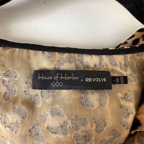 House of Harlow 1960 Cheetah Print Lafayette Wrap Front Tie Maxi Dress Ruffle L - Picture 10 of 16